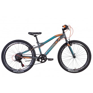 Велосипед FORMULA FOREST 24" 12.5" 2021 Антрацитово-оранжевый с бирюзовым (м)